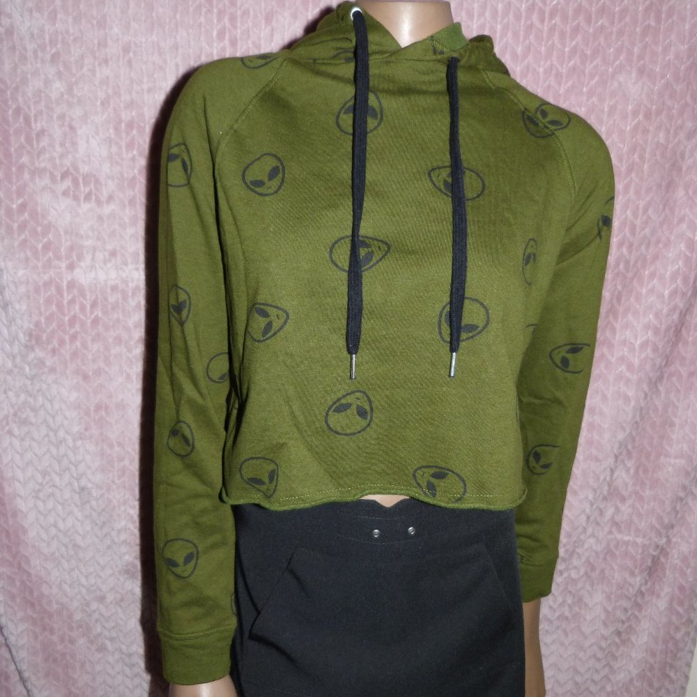 LOVE, PEACE and LAZY DAYS CROP TOP HOODIE SZ M
